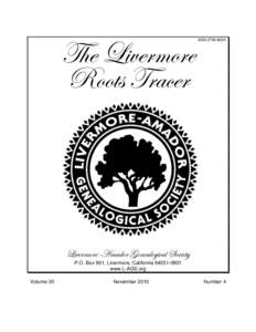 The Livermore Roots Tracer ISSN 0736-802X  Livermore-Amador Genealogical Society