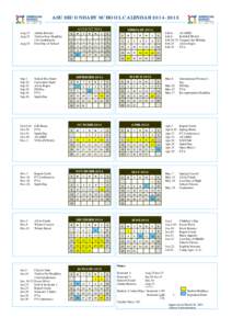 ASU SECONDARY SCHOOL CALENDAR[removed]FEBRUARY 2015 AUGUST 2014 Aug.13 Aug.15