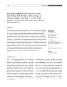 Q IWA Publishing 2009 Journal of Water and Health | 07.3 | Increasing equity of access to point-of-use water treatment products through social marketing and