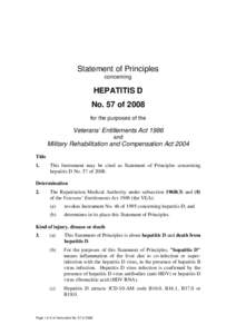 Statement of Principles concerning HEPATITIS D No. 57 of 2008 for the purposes of the