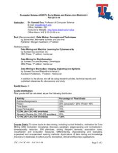Microsoft Word - CSC493-579-Data Mining and Knowledge Discovery-Syllabus.doc