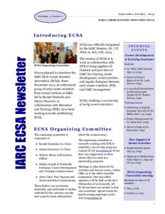 September-October, 2013  Volume 1, Issue 1 EARLY CAREER SCIENTIST ASSOCIATION (ECSA)