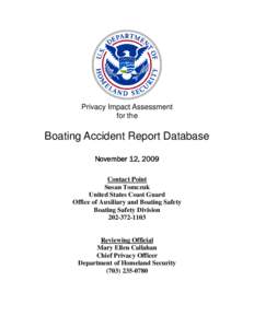Department of Homeland Security Privacy Impact Assessment Boating Accident Report Database