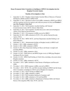 House Permanent Select Committee on Intelligence (HPSCI) Investigation into the Benghazi Terrorist Attacks Timeline of Investigation to Date 1. 2.