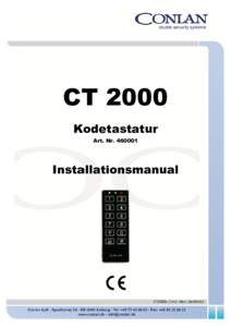 CT 2000 Kodetastatur Art. NrInstallationsm Installationsmanual