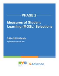 Updated December 2, 2014  TABLE OF CONTENTS For Steps 1 – 7, see the[removed]Measures of Student Learning (MOSL) Selections Guide Phase 1 here. Principals and School Local Measures Committees should read the[removed]M