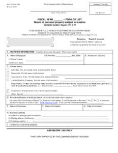 State Tax Form 2MT  The Commonwealth of Massachusetts Assessors’ Use only