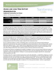 AGING AND LONG TERM SUPPORT ADMINISTRATION Implement Community First Choice[removed]BIENNIAL BUDGET ML Request