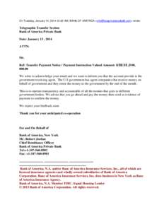 Fraudulent Bankd of America letter