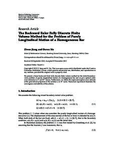 The Backward Euler Fully Discrete Finite  Volume Method for the Problem of Purely Longitudinal Motion of a Homogeneous Bar