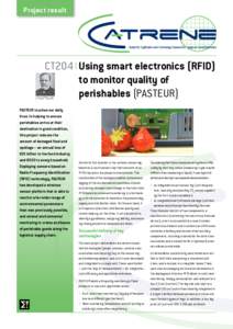 Project result  CT204 I Using smart electronics (RFID) to monitor quality of perishables (PASTEUR) PASTEUR touches our daily