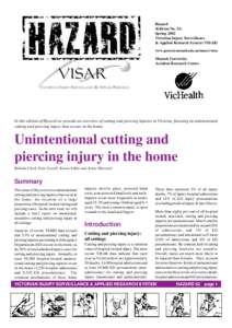 Hazard (Edition No. 52) Spring 2002 Victorian Injury Surveillance & Applied Research System (VISAR) www.general.monash.edu.au/muarc/visar