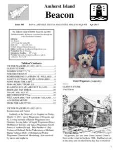 Amherst Island  Beacon Issue 441  BONA LIBENTER, TRISTIA MAESTITER, MALA NUMQUAM