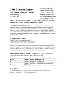 CMS Manual System  Department of Health & Human Services (DHHS)  Pub[removed]Medicare Claims
