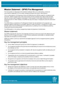 Mission Statement - QPWS Fire Management