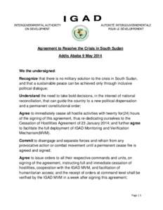 INTERGOVERNMENTAL AUTHORITY ON DEVELOPMENT AUTORITÉ INTERGOUVERNEMENTALE POUR LE DÉVELOPPEMENT