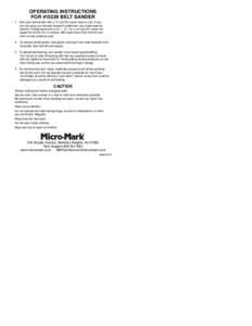 OPERATING INSTRUCTIONS FOR #15229 BELT SANDER OPERATING INSTRUCTIONS FOR #15229 BELT SANDER