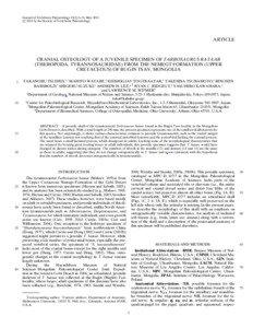 Journal of Vertebrate Paleontology 31(3):1–21, May 2011 © 2011 by the Society of Vertebrate Paleontology