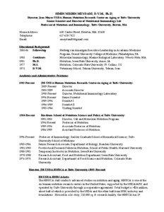 SIMIN NIKBIN MEYDANI, D.V.M., Ph.D, Director, Jean Mayer-USDA Human Nutrition Research Center on Aging at Tufts University Senior Scientist and Director of Nutritional Immunology Lab