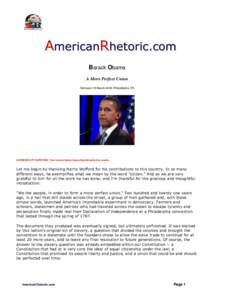 Condoleezza Rice / Jeremiah Wright / United States / Politics / Jeremiah Wright controversy / Republican National Convention / Barack Obama / A More Perfect Union / Politics of the United States