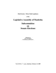 The Legislative Assembly of Manitoba Debates and Proceedings