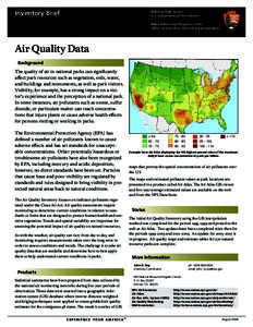 Inventory Brief  National Park Service U.S. Department of the Interior Natural Resource Program Center Office of Inventory, Monitoring & Evaluation