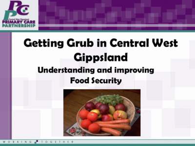 Getting Grub in Central West Gippsland Understanding and improving Food Security  Food Security Definition