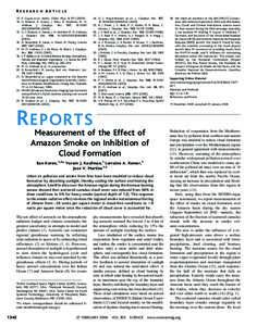 RESEARCH ARTICLE 13. P. Guyon et al., Atmos. Chem. Phys. 3, G. Roberts, P. Artaxo, J. Zhou, E. Swietlicki, M. O. Andreae, J. Geophys. Res. 107, 2001JD000583G. C. Roberts, A. Nenes, J