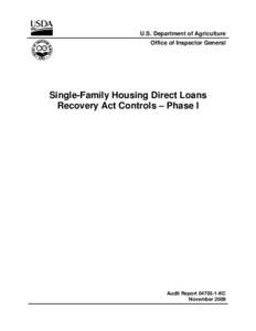 Single-Family Housing Direct Loans Recovery Act Controls - Phase I