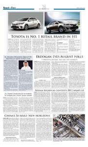 MONDAY, JULYE 21, 2014  BUSINESS Toyota is No. 1 retail brand in H1 KUWAIT: Toyota, Scion and Lexus