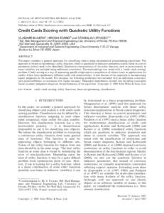 JOURNAL OF MULTI-CRITERIA DECISION ANALYSIS J. Multi-Crit. Decis. Anal. 11: 197–[removed]Published online in Wiley InterScience (www.interscience.wiley.com) DOI: [removed]mcda.327 Credit Cards Scoring with Quadratic U