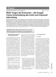 IT-Recht ■ jusIT, 85 Mag. Maximilian Schubert, LL.M./ Dr. Stephan Ott  Mehr Fragen als Antworten – die Google