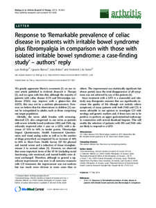 Response to �Remarkable prevalence of celiac disease in patients with irritable bowel syndrome plus fibromyalgia in comparison with those with isolated irritable bowel syndrome: a case-finding study� � authors� r