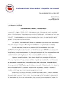 National Association of State Auditors, Comptrollers and Treasurers FOR MORE INFORMATION CONTACT: Glenda Johnson[removed]removed]