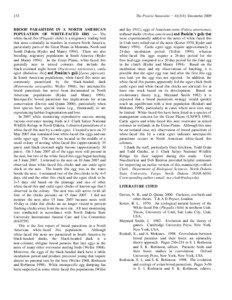 133  BROOD PARASITISM IN A NORTH AMERICAN