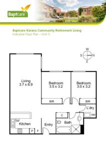 Baptcare Karana Community Retirement Living Indicative Floor Plan – Unit 5 Living 3.7 x 6.9