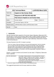 ESC Technical Memo  LLWR/ESC/MemTopic area