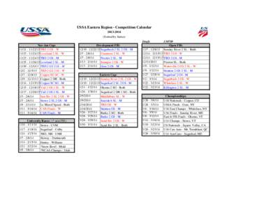 USSA Eastern Region - Competition Calendar[removed]Sorted by Series) Draft: Nor-Am Cup: [removed]TBD 2 GS - W