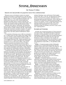 STONE, DIMENSION By Thomas P. Dolley Domestic survey data and tables were prepared by Aaron J. Poyer, statistical assistant. Dimension stone can be defined as natural rock material quarried for the purpose of obtaining b