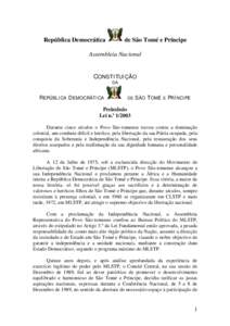 República Democrática  de São Tomé e Príncipe Assembleia Nacional CONSTITUIÇÃO