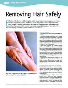 Consumer Health Information www.fda.gov/consumer Removing Hair Safely F