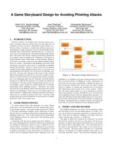 A Game Storyboard Design for Avoiding Phishing Attacks ∗ Nalin A.G. Arachchilage  University of British Columbia