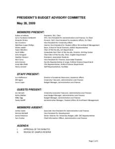 PRESIDENT’S BUDGET ADVISORY COMMITTEE