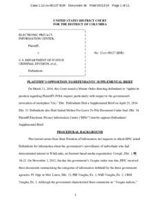 Case 1:12-cvBJR Document 36 FiledPage 1 of 11  UNITED STATES DISTRICT COURT FOR THE DISTRICT OF COLUMBIA __________________________________________ )