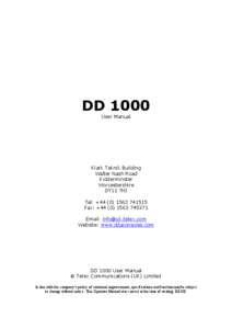 DD 1000 User Manual Klark Teknik Building Walter Nash Road Kidderminster