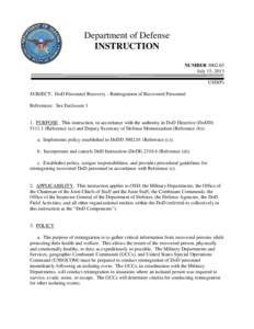 Joint Personnel Recovery Agency / Personnel recovery / Assistant Secretary of Defense for Public Affairs / Under Secretary of Defense for Personnel and Readiness / Department of Defense Dictionary of Military and Associated Terms / Military / United States Department of Defense / Defense Prisoner of War/Missing Personnel Office / Under Secretary of Defense for Policy