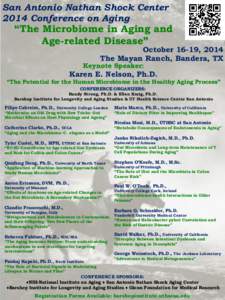 San Antonio Nathan Shock Center 2014 Conference on Aging “The Microbiome in Aging and Age-related Disease”