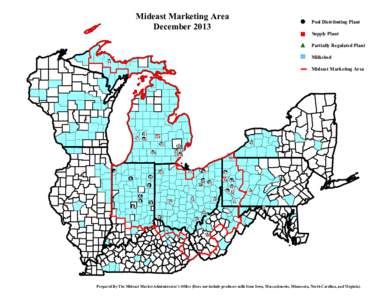 Mideast Marketing Area December 2013 Pool Distributing Plant Supply Plant Partially Regulated Plant