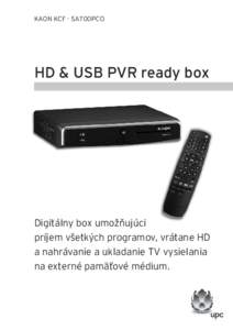KAON KCF - SA700PCO  HD & USB PVR ready box Digitálny box umožňujúci príjem všetkých programov, vrátane HD