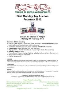 First Monday Toy Auction February 2012 Lot No. 84  Live on the internet at 7:00pm